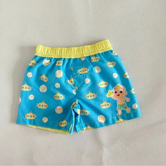 Cocomelon Swim Trunks Shorts Baby Size 12 Months Blue and Yellow Prints - Picture 1 of 5